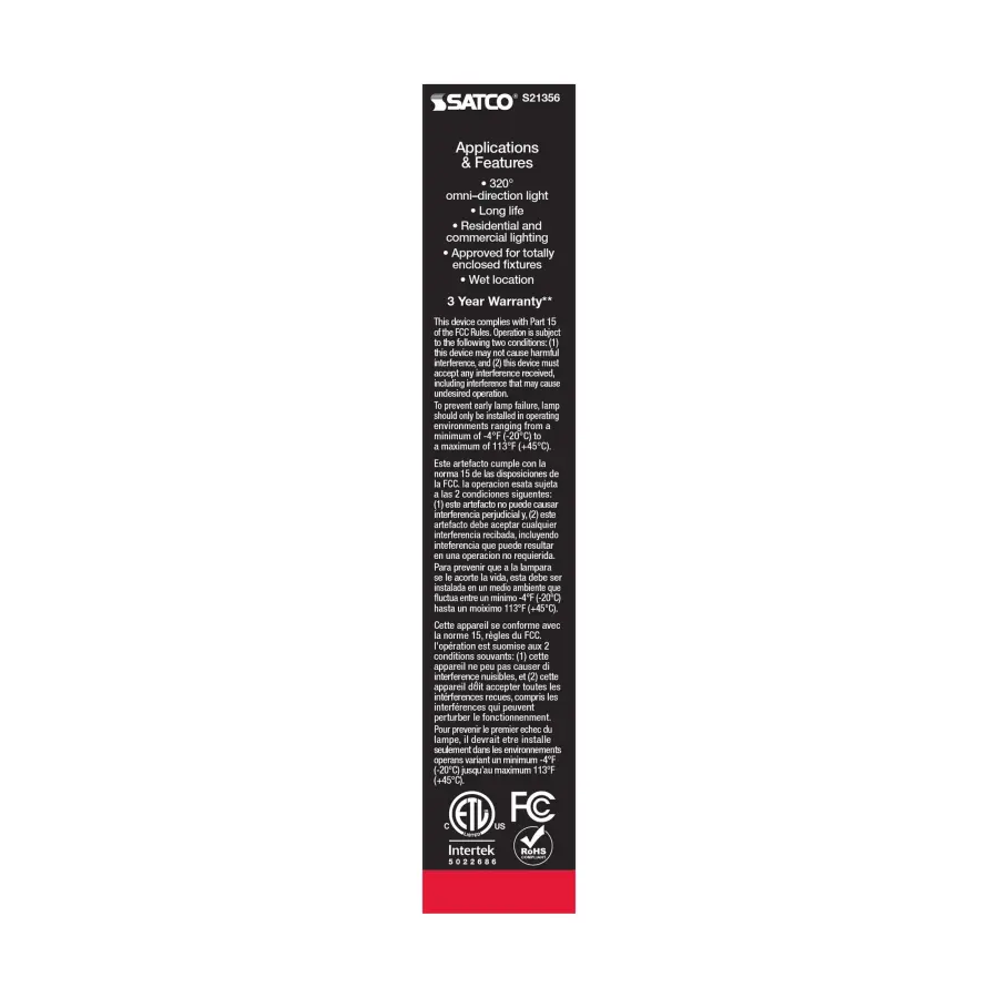 8 Watt T9 LED Filament - Frost - Medium base - 90 CRI - 2700K - 120 Volt - Image 7