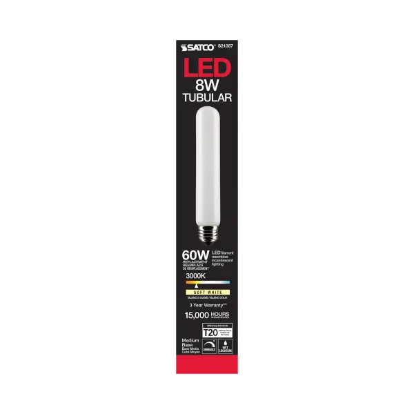 8 Watt T9 LED Filament - Frost - Medium base - 90 CRI - 3000K - 120 Volt - Image 5