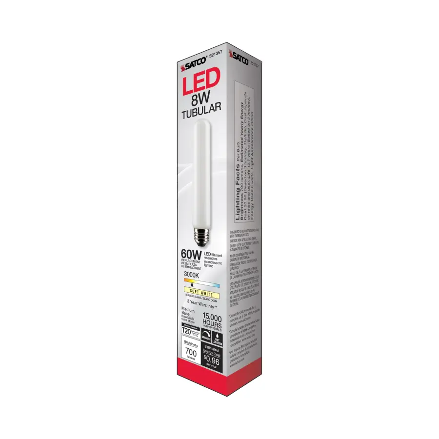8 Watt T9 LED Filament - Frost - Medium base - 90 CRI - 3000K - 120 Volt - Image 8
