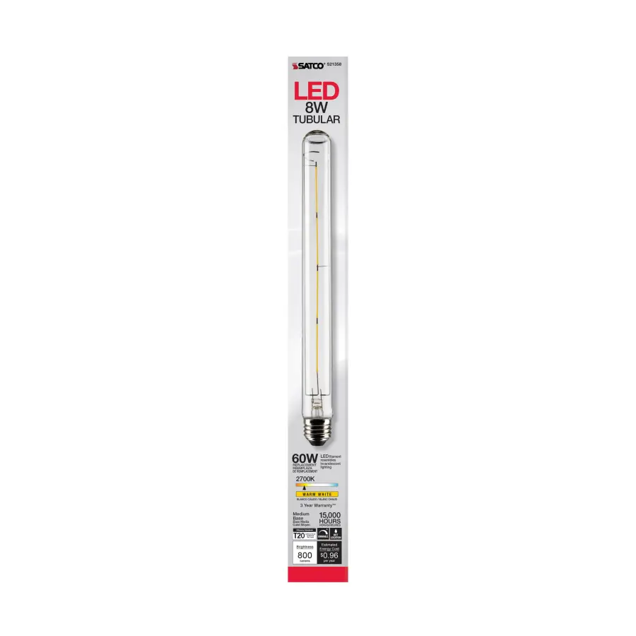8 Watt T9 LED Filament - Clear - Medium base - 90 CRI - 2700K - 120 Volt - Image 5