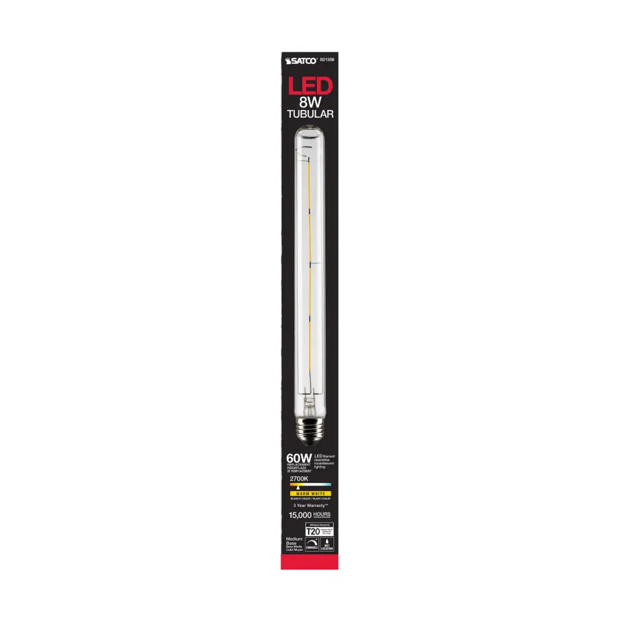 8 Watt T9 LED Filament - Clear - Medium base - 90 CRI - 2700K - 120 Volt - Image 6