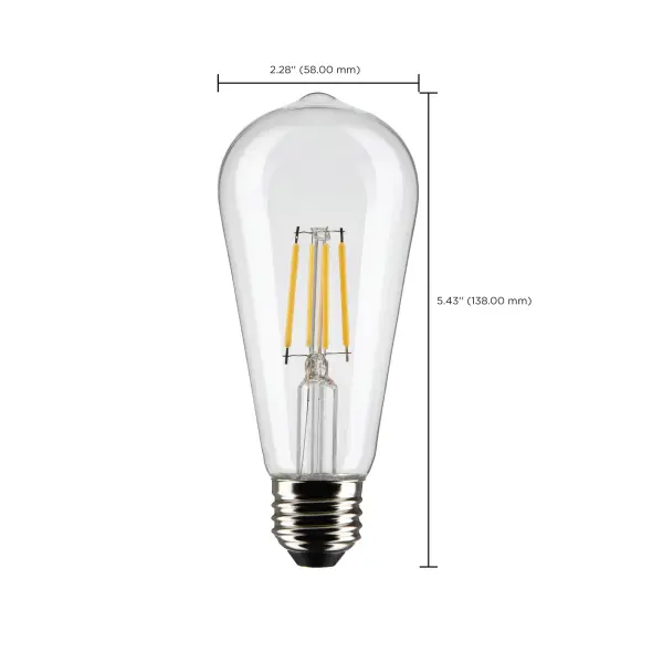 5 Watt ST19 LED Filament - Clear - Medium base - 90 CRI - 2700K - 120 Volt - Image 11