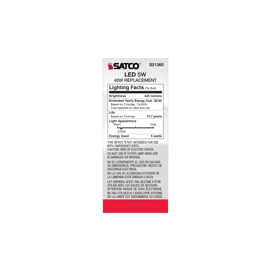 5 Watt ST19 LED Filament - Clear - Medium base - 90 CRI - 2700K - 120 Volt - Image 7