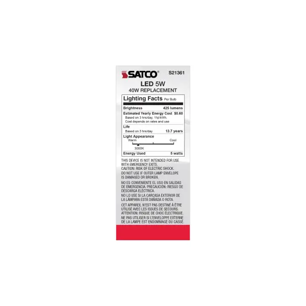 5 Watt ST19 LED Filament - Clear - Medium base - 90 CRI - 3000K - 120 Volt - Image 7