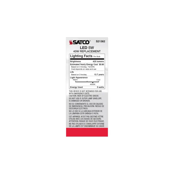 5 Watt ST19 LED Filament - Clear - Medium base - 90 CRI - 4000K - 120 Volt - Image 6