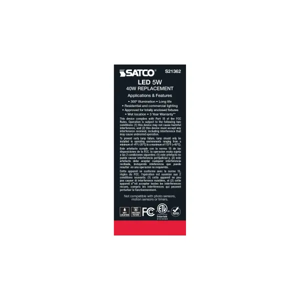 5 Watt ST19 LED Filament - Clear - Medium base - 90 CRI - 4000K - 120 Volt - Image 7