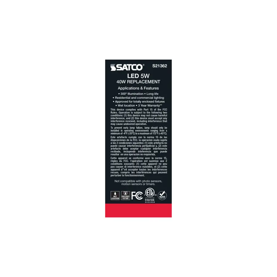 5 Watt ST19 LED Filament - Clear - Medium base - 90 CRI - 4000K - 120 Volt - Image 7