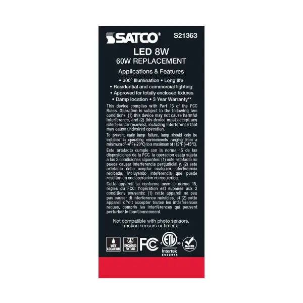 8 Watt ST19 LED Filament - Clear - Medium base - 90 CRI - 2700K - 120 Volt - Image 8
