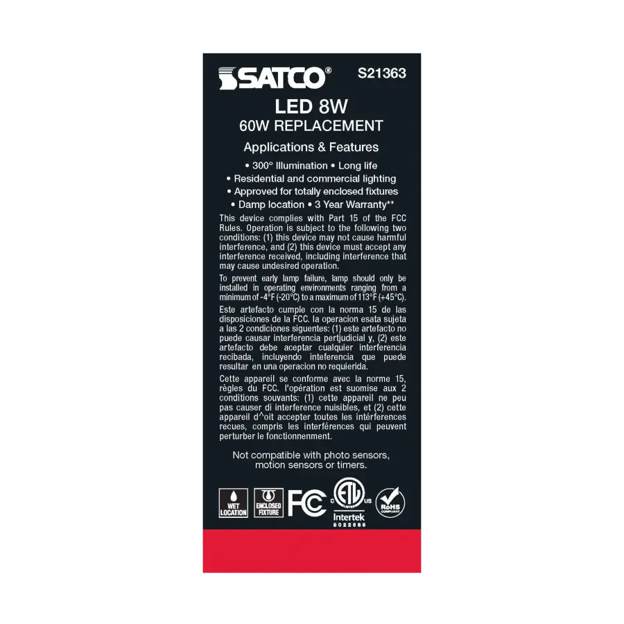 8 Watt ST19 LED Filament - Clear - Medium base - 90 CRI - 2700K - 120 Volt - Image 8