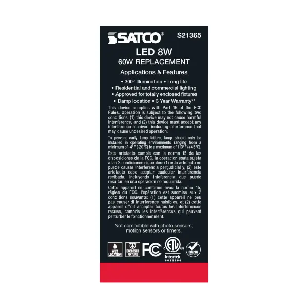 8 Watt ST19 LED Filament - Clear - Medium base - 90 CRI - 4000K - 120 Volt - Image 7