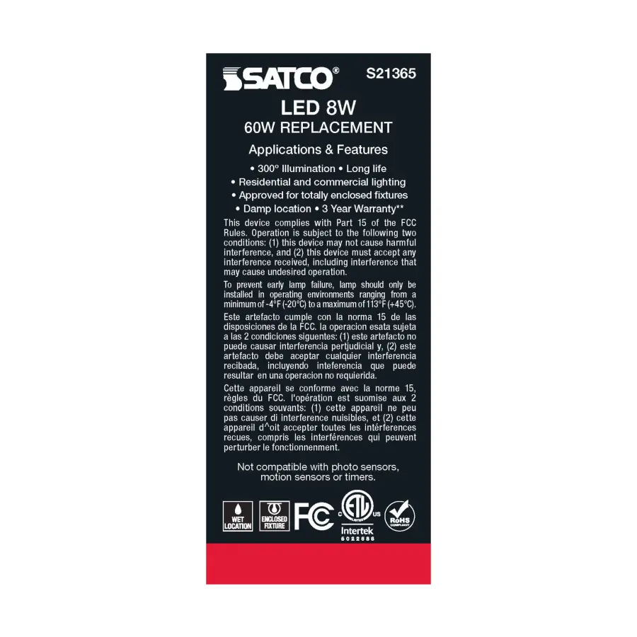 8 Watt ST19 LED Filament - Clear - Medium base - 90 CRI - 4000K - 120 Volt - Image 7