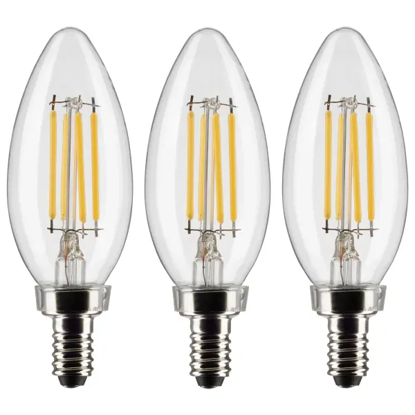 4 Watt B11 LED Filament - Clear - Candelabra base - 90 CRI - 2700K - 120 Volt - 3-Pack - Image 3