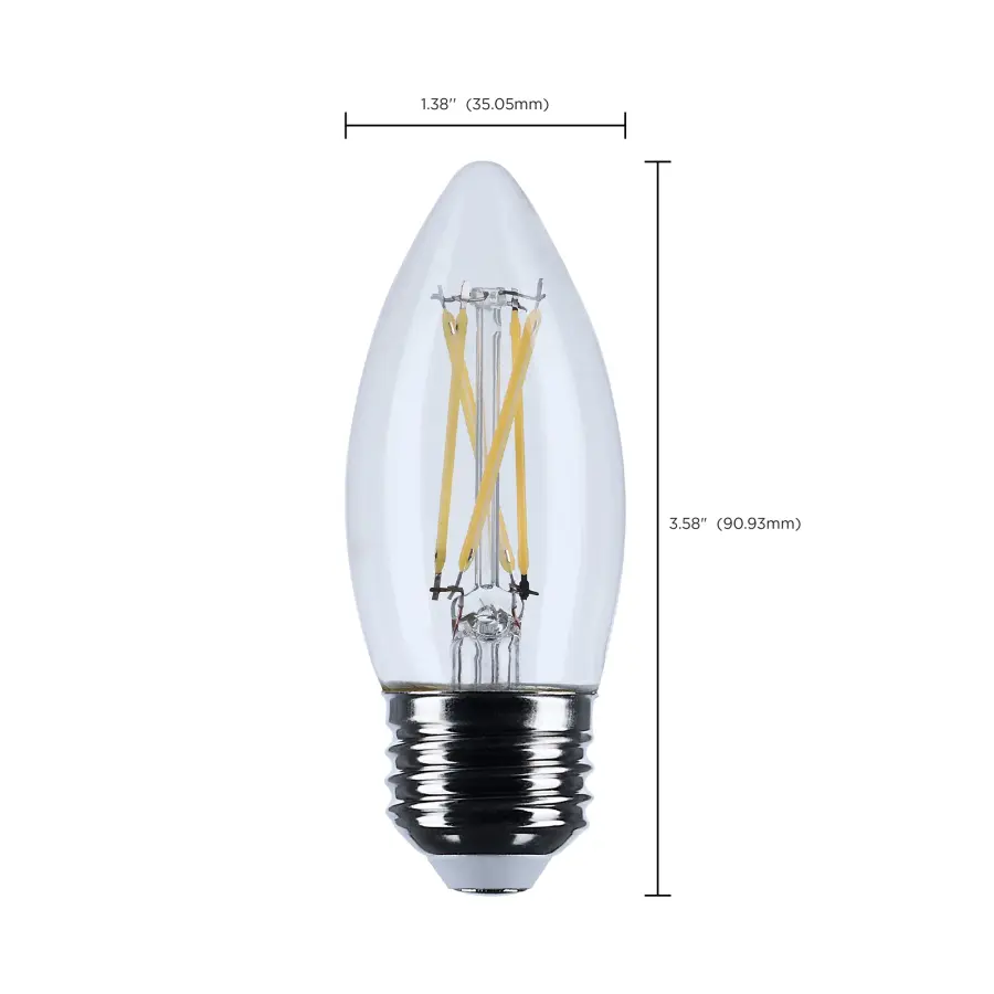 4 Watt B11 LED Filament - Clear - Medium base - 90 CRI - 2700K - 120 Volt - 3-Pack - Image 11