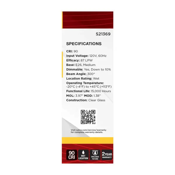 4 Watt B11 LED Filament - Clear - Medium base - 90 CRI - 3000K - 120 Volt - 3-Pack - Image 7