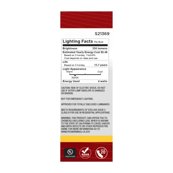 4 Watt B11 LED Filament - Clear - Medium base - 90 CRI - 3000K - 120 Volt - 3-Pack - Image 8
