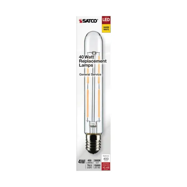 4 Watt T6.5 LED Filament - Clear - Intermediate Base - 3000K - 400 Lumens - 120 Volt - Image 3
