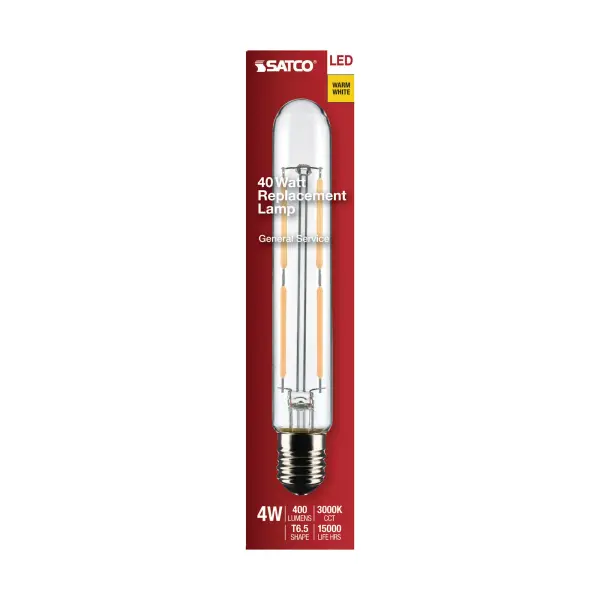 4 Watt T6.5 LED Filament - Clear - Intermediate Base - 3000K - 400 Lumens - 120 Volt - Image 4