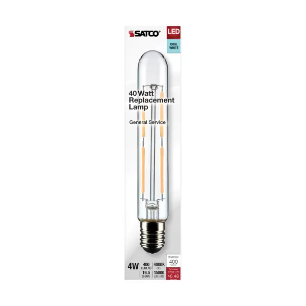 4 Watt T6.5 LED Filament - Clear - Intermediate Base - 4000K - 400 Lumens - 120 Volt - Image 3