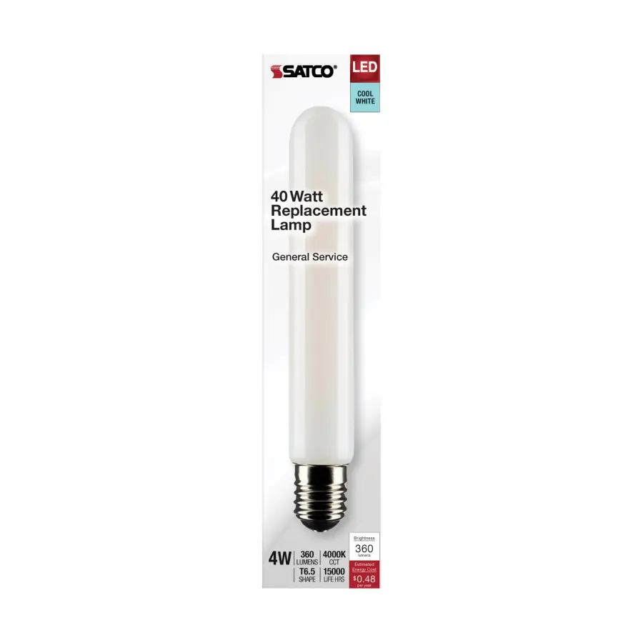 4 Watt T6.5 LED Filament - Frosted - Intermediate Base - 4000K - 360 Lumens - 120 Volt - Image 3