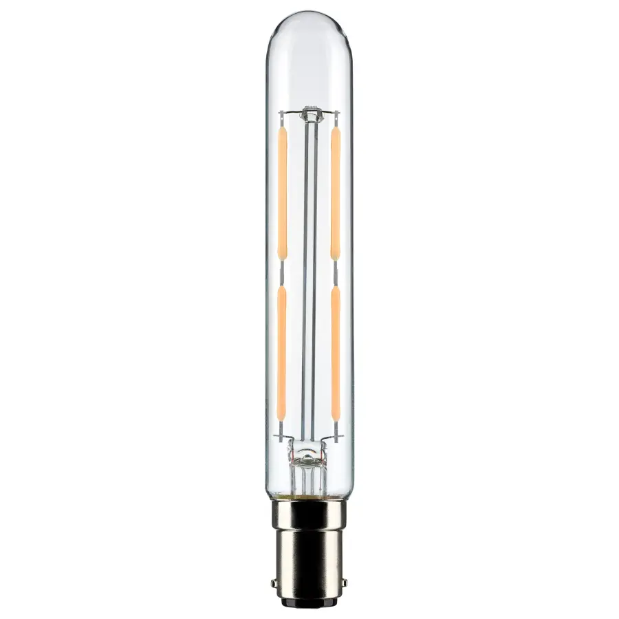 4 Watt T6.5 LED Filament - Clear - Double Contact Bayonet Base - 3000K - 400 Lumens - 120 Volt - Image 1