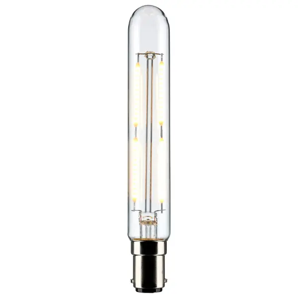4 Watt T6.5 LED Filament - Clear - Double Contact Bayonet Base - 3000K - 400 Lumens - 120 Volt - Image 2