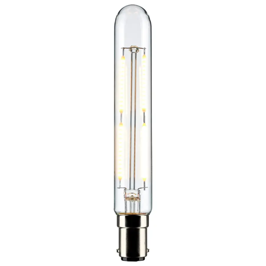 4 Watt T6.5 LED Filament - Clear - Double Contact Bayonet Base - 3000K - 400 Lumens - 120 Volt - Image 2
