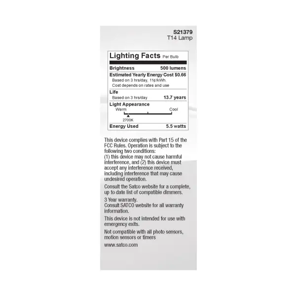 5.5 Watt T14 LED Filament - Clear - Medium Base - 2700K - 500 Lumens - 120 Volt - Image 5