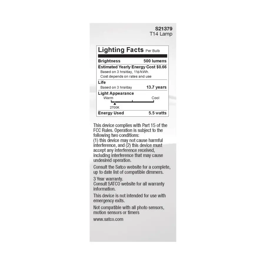 5.5 Watt T14 LED Filament - Clear - Medium Base - 2700K - 500 Lumens - 120 Volt - Image 5