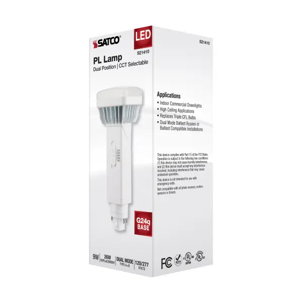 9 Watt PL 4-Pin LED - 1100 Lumens - G24q Base - CCT Selectable - White Finish - 120-277 Volts - Image 12