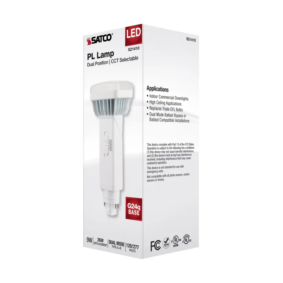 9 Watt PL 4-Pin LED - 1100 Lumens - G24q Base - CCT Selectable - White Finish - 120-277 Volts - Image 12