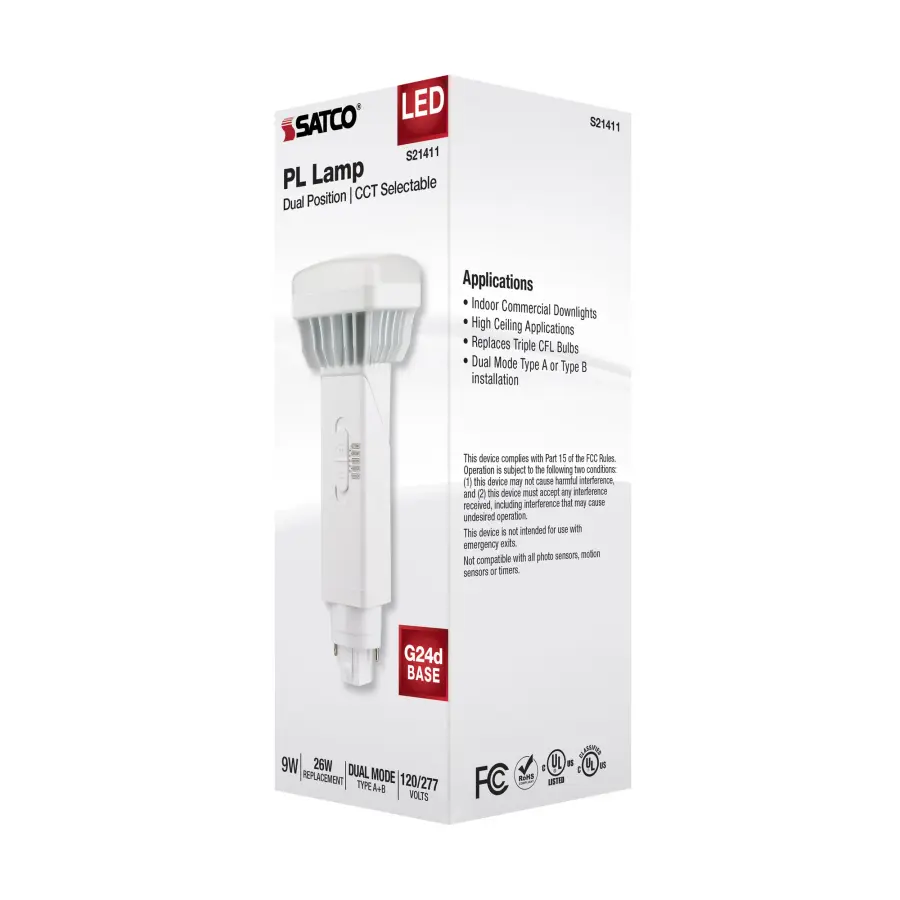9 Watt PL 2-Pin LED - 1100 Lumens - G24d Base - CCT Selectable - White Finish - 120-277 Volts - Image 12