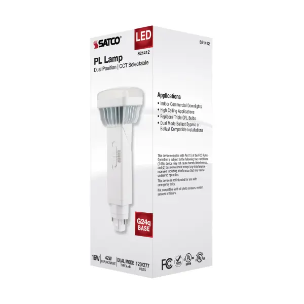 16 Watt PL 4-Pin LED - 1850 Lumens - G24q Base - CCT Selectable - White Finish - 120-277 Volts - Image 12