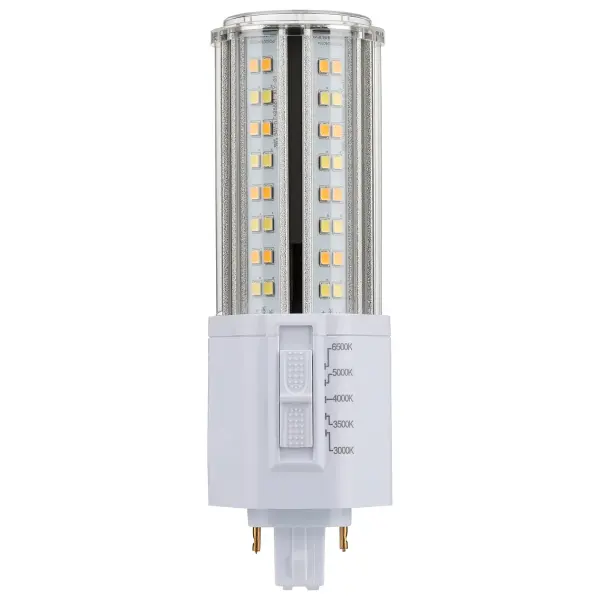Designed to deliver impressive brightness, LED High Lumen PL Lamps outshine traditional fluorescents. The G24d base allows for seamless replacement of outdated fixtures, providing a hassle-free upgrade. With their advanced ballast bypass Type B technology, compatibility concerns are a thing of the past. Enjoy uniform illumination with a wide 300 degree beam angle, ensuring comprehensive coverage in any space. These lamps are engineered to withstand damp environments, making them ideal for various applications. Plus, they are rated for enclosed fixtures, ensuring optimal performance and safety.