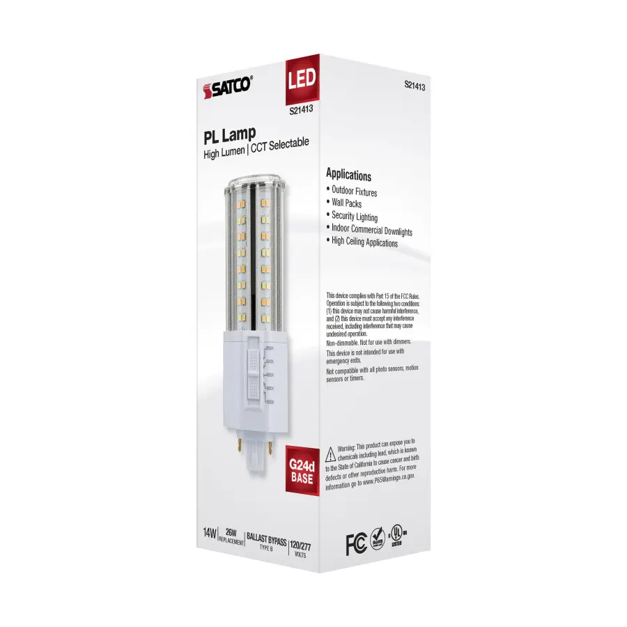14 Watt LED PL - CCT Selectable - Lumens Selectable - Type B - Ballast Bypass - White Finish - 120/277 Volt - Image 16