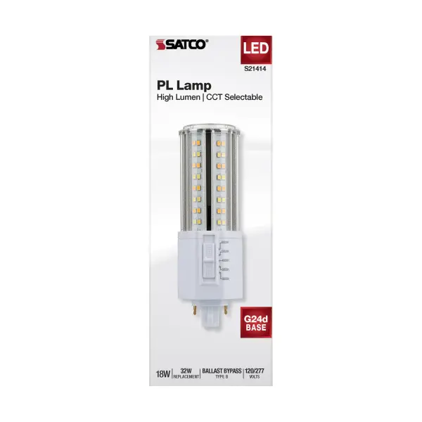 18 Watt LED PL - CCT Selectable - Lumens Selectable - Type B - Ballast Bypass - White Finish - 120/277 Volt - Image 12