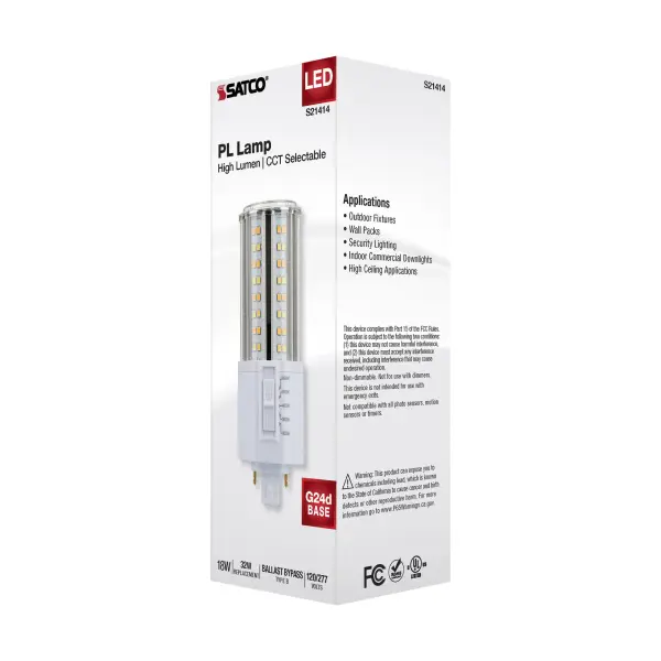 18 Watt LED PL - CCT Selectable - Lumens Selectable - Type B - Ballast Bypass - White Finish - 120/277 Volt - Image 16