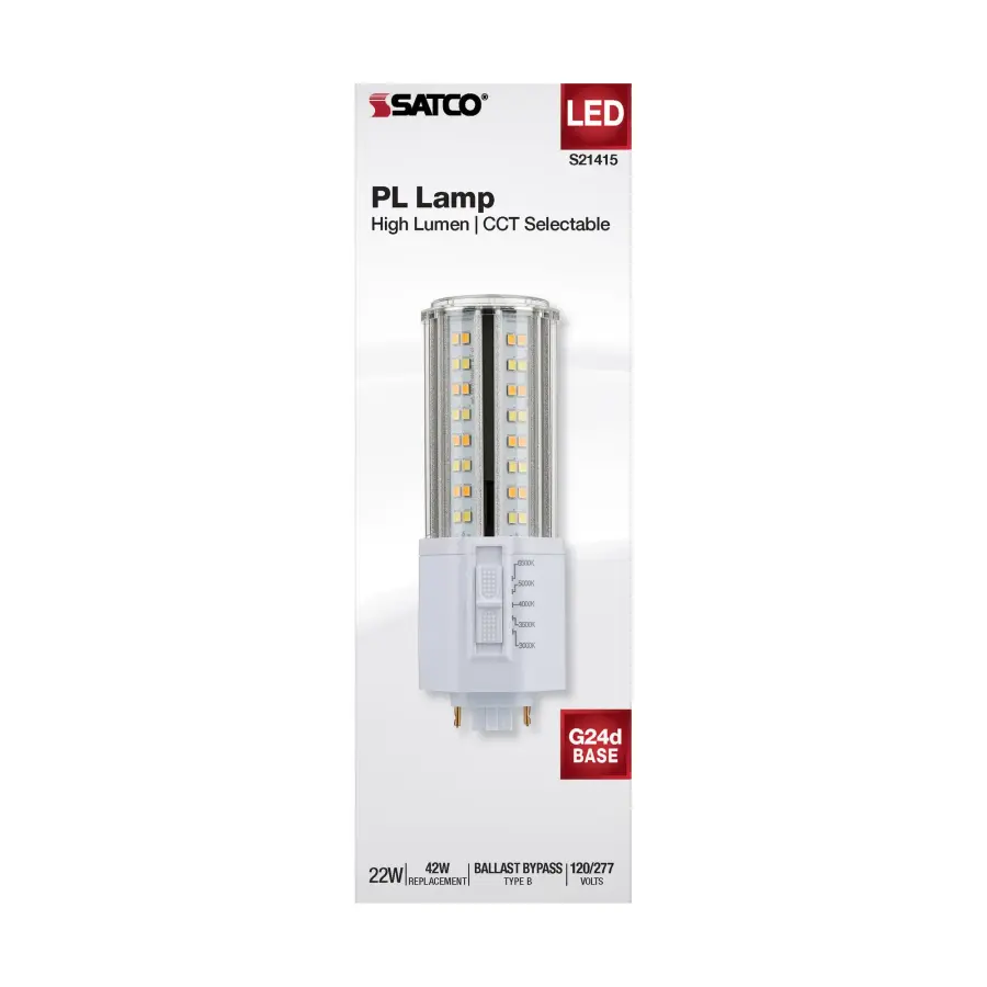 22 Watt LED PL - CCT Selectable - Lumens Selectable - Type B - Ballast Bypass - White Finish - 120/277 Volt - Image 12