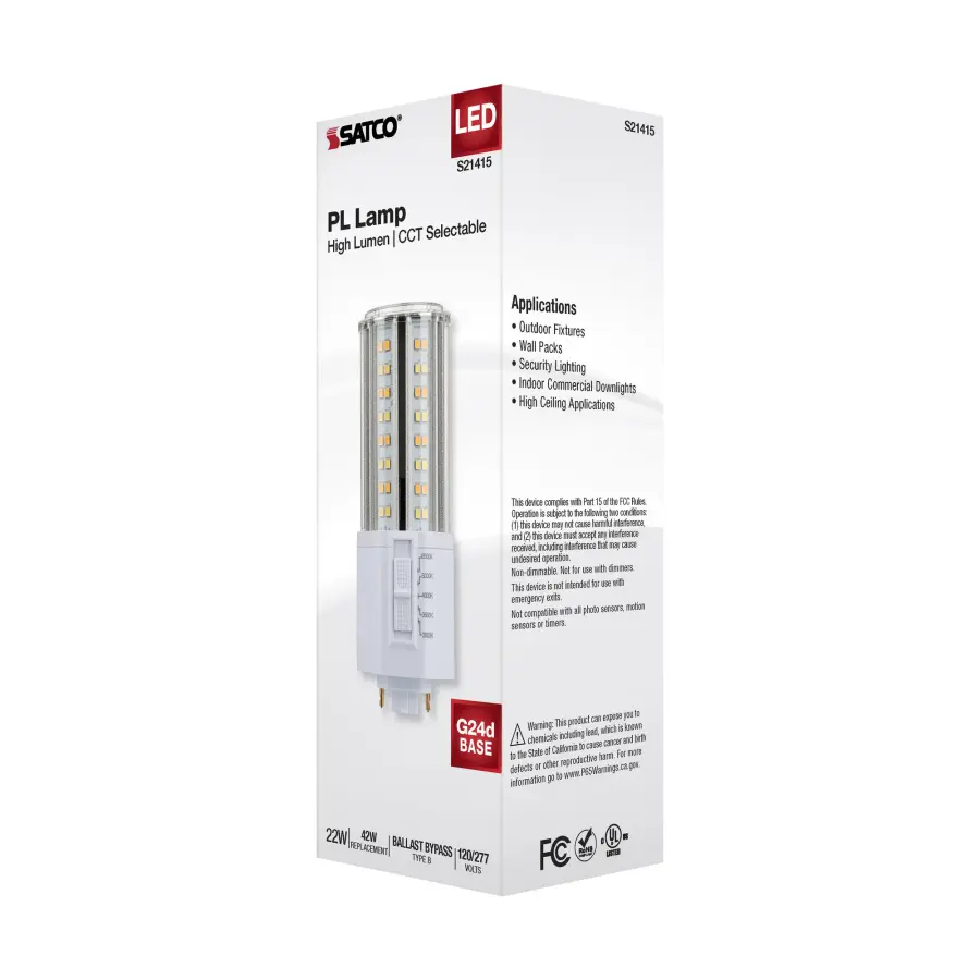 22 Watt LED PL - CCT Selectable - Lumens Selectable - Type B - Ballast Bypass - White Finish - 120/277 Volt - Image 16