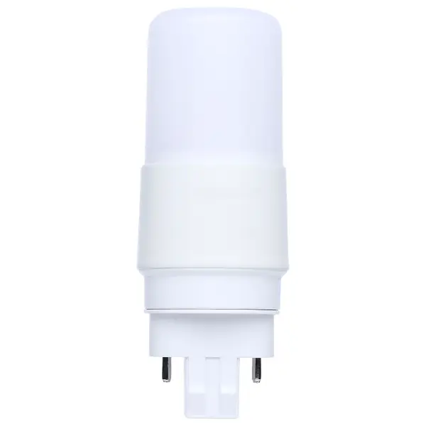 SATCO NUVO's CFL replacement lamps deliver reliable, energy-efficient performance in a compact and versatile PL shape. This comprehensive line offers 5W or 7W options to replace 13W, 18W, or 26W CFLs, with dedicated color temperatures from 2700K to 5000K and lumen outputs ranging from 580 to 910. A+B dual mode ballast compatibility ensures flexibility for both plug-and-play and ballast bypass installations. Constructed with durable aluminum and plastic and finished with a frosted lens, they provide even, glare-free illumination in any universal operating position. Damp location rated with a 50,000-hour lifespan and backed by a 5-year warranty; these non-dimmable lamps are built for lasting performance. GX23 and G24d base options make them an ideal solution for a wide range of CFL retrofit applications.