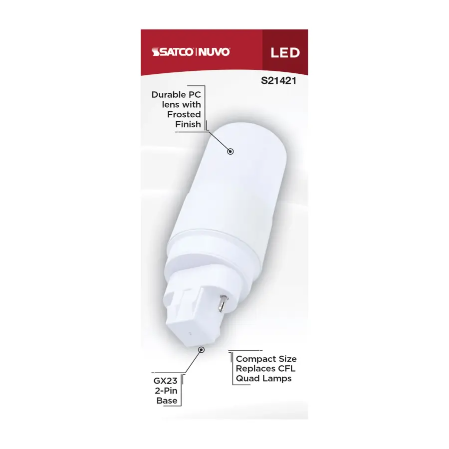 5 Watt - PL LED - GX23 Base - Frost Finish - Type A/B Dual Ballast - 3000K - 120-277 Range Voltage - Image 5