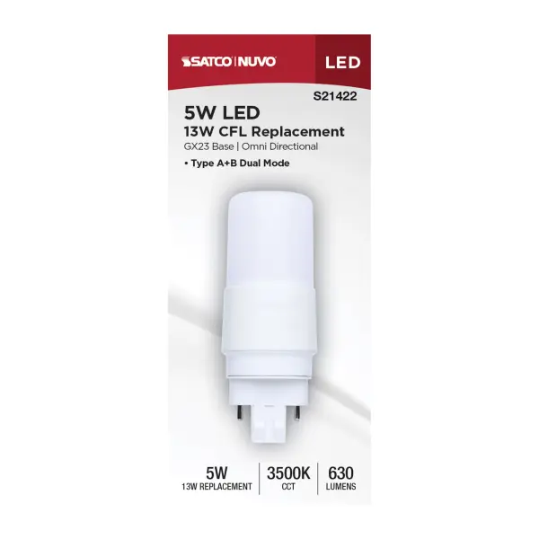 5 Watt - PL LED - GX23 Base - Frost Finish - Type A/B Dual Ballast - 3500K - 120-277 Range Voltage - Image 4
