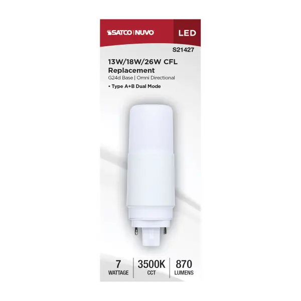 7 Watt - PL LED - G24D Base - Frost Finish - Type A/B Dual Ballast - 3500K - 120-277 Range Voltage - Image 4