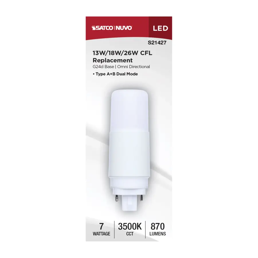 7 Watt - PL LED - G24D Base - Frost Finish - Type A/B Dual Ballast - 3500K - 120-277 Range Voltage - Image 4