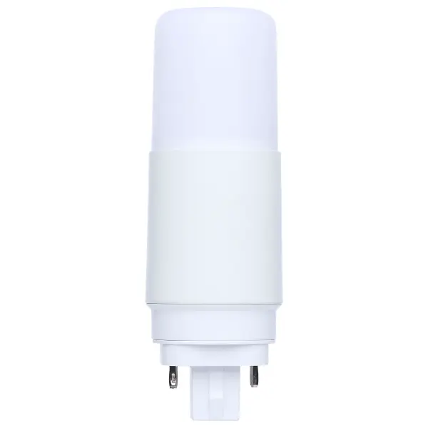 SATCO NUVO's CFL replacement lamps deliver reliable, energy-efficient performance in a compact and versatile PL shape. This comprehensive line offers 5W or 7W options to replace 13W, 18W, or 26W CFLs, with dedicated color temperatures from 2700K to 5000K and lumen outputs ranging from 580 to 910. A+B dual mode ballast compatibility ensures flexibility for both plug-and-play and ballast bypass installations. Constructed with durable aluminum and plastic and finished with a frosted lens, they provide even, glare-free illumination in any universal operating position. Damp location rated with a 50,000-hour lifespan and backed by a 5-year warranty; these non-dimmable lamps are built for lasting performance. GX23 and G24d base options make them an ideal solution for a wide range of CFL retrofit applications.