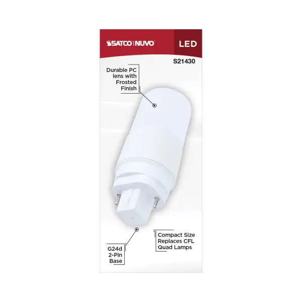 5 Watt - PL LED - G24D Base - Frost Finish - Type A/B Dual Ballast - 2700K - 120-277 Range Voltage - Image 5