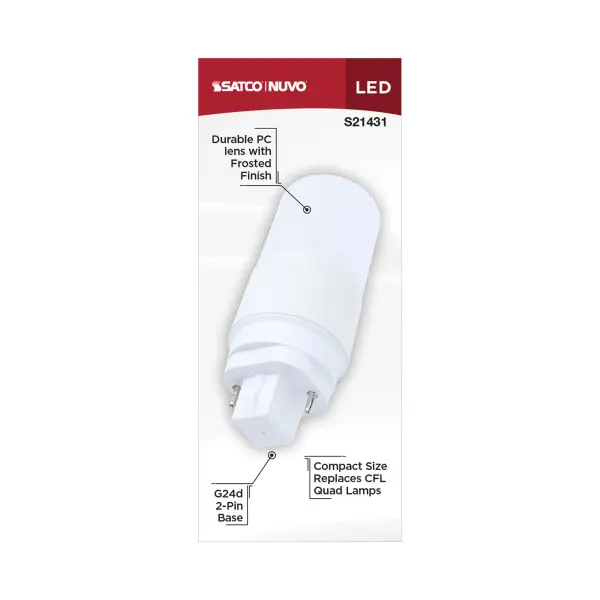 5 Watt - PL LED - G24D Base - Frost Finish - Type A/B Dual Ballast - 3000K - 120-277 Range Voltage - Image 5