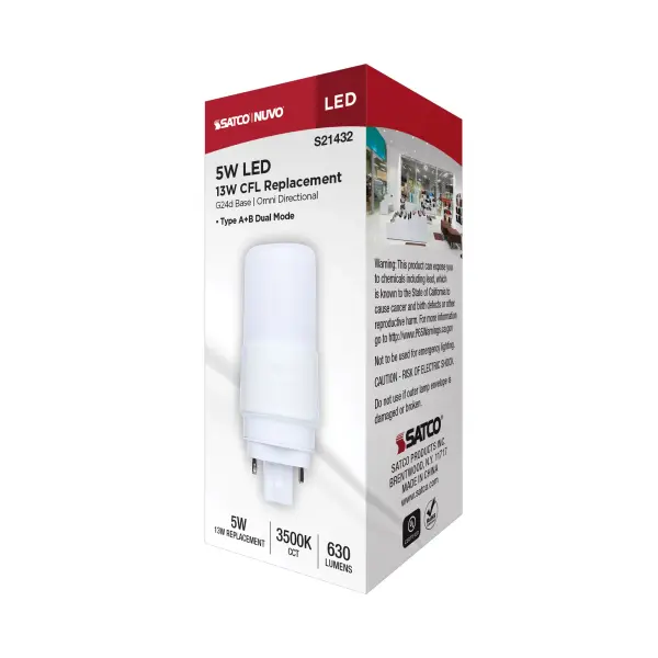 5 Watt - PL LED - G24D Base - Frost Finish - Type A/B Dual Ballast - 3500K - 120-277 Range Voltage - Image 9