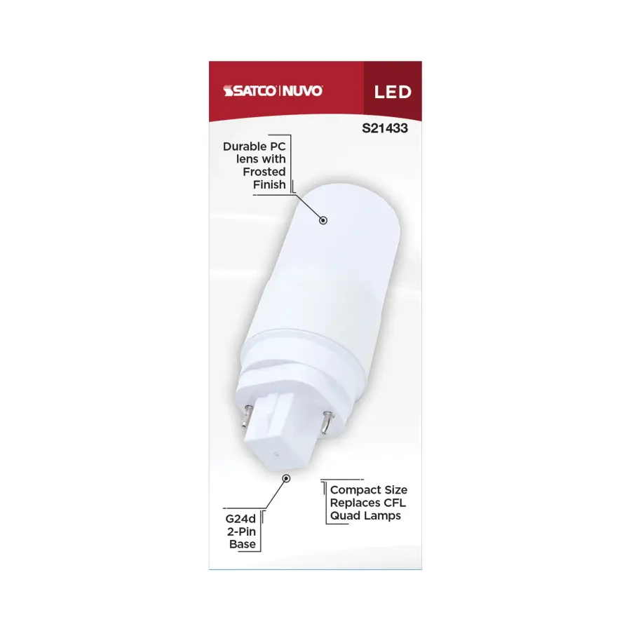5 Watt - PL LED - G24D Base - Frost Finish - Type A/B Dual Ballast - 4000K - 120-277 Range Voltage - Image 5