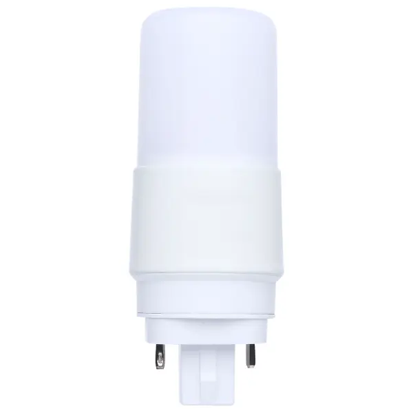 SATCO NUVO's CFL replacement lamps deliver reliable, energy-efficient performance in a compact and versatile PL shape. This comprehensive line offers 5W or 7W options to replace 13W, 18W, or 26W CFLs, with dedicated color temperatures from 2700K to 5000K and lumen outputs ranging from 580 to 910. A+B dual mode ballast compatibility ensures flexibility for both plug-and-play and ballast bypass installations. Constructed with durable aluminum and plastic and finished with a frosted lens, they provide even, glare-free illumination in any universal operating position. Damp location rated with a 50,000-hour lifespan and backed by a 5-year warranty; these non-dimmable lamps are built for lasting performance. GX23 and G24d base options make them an ideal solution for a wide range of CFL retrofit applications.