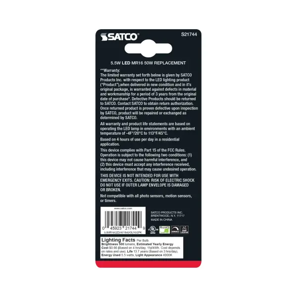5.5 Watt MR16 LED - GU10 Base - 4000K - 120 Volt - 40 Deg. Beam Angle - 2-Card - Image 5